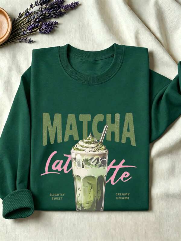 Sweatshirt Leher Krew Lengan Panjang Wanita Saiz Besar Kasual Corak Cetakan Reka Bentuk Matcha, Sesuai untuk Pakaian Musim Sejuk, Pakaian Pantai, Pakaian Percutian, Pakaian Musim Luruh, Pakaian Halloween, Pakaian Krismas, Pakaian Tahun Baru, Sesuai untuk Pemakaian Harian, Baju Keluar, Keluar, Cuti, Pantai, Parti, Hari Jadi, Pantai, Perjumpaan, Percutian, Ulang-alik, Kecergasan, Perkahwinan, Tahun Baru, Bergaya, Baju Musim Sejuk, Pakaian Musim Luruh Wanita, Pakaian Cuti Wanita