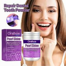 50g Purple Tooth Cleaning Powder + 50g Tongue Cleaning Set, Gentle Cleaning Teeth Yellow Stains Tooth Cleaning Powder, Tongue Cleaning Oral Care Fresh Breath - Mint - View 1