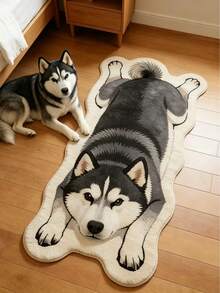 1pc Husky Puppy Floor Mat, Living Room Rug, Carpet, Living Room Area Rug, Small Area Rug, Mat, Home Decor, Large Living Room Rug, Round Rug, Living Room Home Decor, Room Decor, Washable Rug, Graduation Season Gift - Husky - View 1