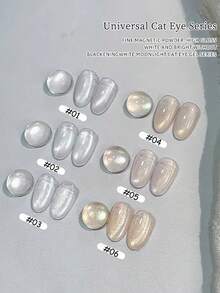 MISS SHAKA 10ml Summer Universal White Gold Cat Eye Glass Bead Cat Eye Gel Nail Polish, Porcelain White Small Bulb Crystal Cat Eye Gel, Nail Salon Whitening Versatile Elegant Nail Art Holiday Nail Home DIY Nail Supplies - Multicolor - View 4