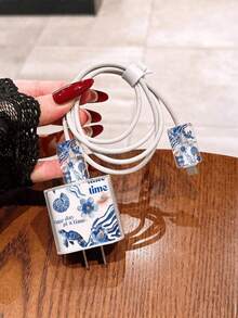 海洋生物可愛海龜圖案充電器數據線保護套，適用 Apple 20W 充電器，簡約 Apple 充電器保護殼，相容 20W 15/16 Pro Max 充電線保護套，防刮防咬，適用 13/14 Plus - 海洋時光 - 查看 4