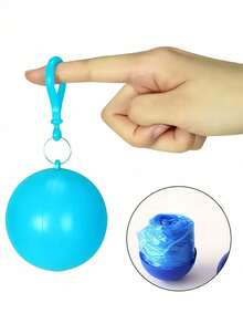 3/2/1pc Random Color Disposable Raincoat Keychain, Portable Emergency Raincoat, Suitable For Hiking And Camping, Unisex Plastic Rain Gear, Compressed Thickened Waterproof Spherical Raincoat, Convenient For Outdoor Travel, Sports, Fishing - Multicolored. - View 7