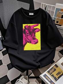T-shirt pour femmes avec imprimé "Anyd Warhall Cows" T-shirt unisexe - Noir - Voir 2