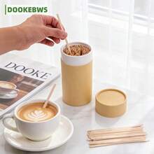 Kraft Paper Can Packaging - 300/600pcs Disposable Coffee Stir Sticks, Convenient To Use, Built-In Storage Function, Sturdy Paper Can, Coffee Accessories, Wooden Sticks, Suitable For Hot Drinks, Cold Drinks, Tea, Coffee, Beverages, Home, Office, Cafe, Coffee Station, Party Supplies Drink Stir Sticks - Multicolor - View 5