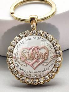 1PC Sister Love Letter Keychain, Unisex Fashion Accessory, Bag And Car Key Decoration, Suitable As Christmas, Thanksgiving And Easter Gift For Family And Friends - Gold - View 2