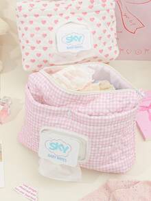 1Pc Quilted Travel Makeup Bag Cute Cosmetic Bag Large Capacity Multi-Functional Storage Bag Mommy Bag Baby Clothes Bag Diaper Bag Wet Wipes Bag Underwear Storage Bag Portable Diaper Organizer Cosmetic Organizer Travel Essential Bridesmaid Gifts - Multicolor - View 9