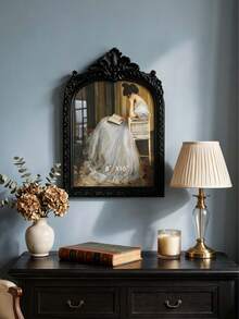Black Picture Frame Vintage Frames, Ornate Arched Resin Photo Frame With Real Glass Front, Antique Gothic Picture Frame For Tabletop Display Or Wall Hanging, Decorative Home Decor - 1PC - View 3