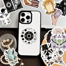 50Pcs Witch Aesthetic Stickers, Mystical Tarot Crystal Raven Decals, Retro Gothic Watercolor Vinyl Stickers, Suitable For Diary, Phone Case, Laptop, Dark Academia Style Gift, Kindle Stickers, Scrapbook Supplies, Journaling Supplies, Desk Accessories - A - View 4