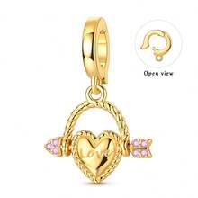 1pc Multi- 18K Gold Plated Heart Pumpkin Carriage Puppy Starfish Four-Leaf Clover Sun Virgin Mary Buddha Cross Dolphin Charms For 3mm Bracelet Necklace DIY Beaded Accessories Daily Layering Western Style Personalized Outfit Elegant - Gold - View 29
