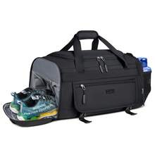 40/55L Große Sporttasche Reisetasche für Damen und Herren Sporttasche mit Schuhfach & Nassfach Trainingstasche Gym Fitnesstasche Schulsporttasche Handgepäck Tasche Weekender Bag - Schwarz - Übersicht 2