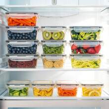 24Pcs Airtight Stackable Food Storage Containers Set, Proof Plastic Meal Prep Bento Lunch Box For Fridge Freezer Microwave Home Kitchen - 24-piece Set - View 10