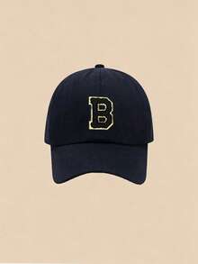 1 Peça Boné de Beisebol Cor Sólida Azul Marinho com 26 Letras A-Z para Meninos/Meninas Pequenos, Boné Snapback Clássico Infantil para Uso Casual Diário, - Azul Marinho 2 - Visão 5