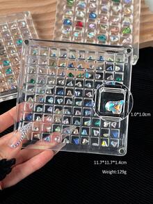 1Pc Multi-Compartment Anti-Oxidation Nail Art Accessory Glitter Storage Box 36/64/100 Compartments Organizer Empty Box Transparent Acrylic Nail Rhinestone Storage Box - Clear - View 10