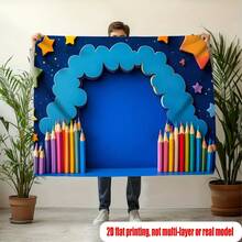 2D Flat Printed 1pc Banner Background, Colorful Pencil & Dreamy Backdrop For Kids Photography, Suitable For Home Decor, Party, Studio, Family And Garden, Outdoor Celebration - 6 - View 4