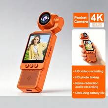 4K Wifi Digital Camera, DV Camera, 180° Rotating Lens, With Flash, 1080P Ultra HD, Motion Stabilization, One-Click Recording/Video Capture, Wifi Phone Connection, Equipped With 64Gb SD Card And 1000mAh Battery - View 5