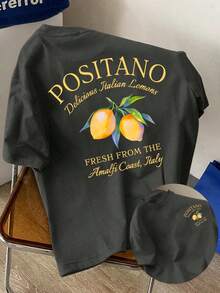 Camiseta T-shirt de Manga Curta Nova Pure para Homem Positano Costa Amalfitana Italiana Estampado Moda Casual Gola Redonda Manga Curta Confortável Macia Respirável Essencial de Verão - cinza escuro - Visão 2