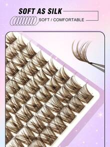 100 piezas de pestañas postizas en racimo con rizo D color marrón, racimos de pestañas marrón oscuro, extensión de pestañas postizas de hebra única, maquillaje marrón natural suave y delgado, pestañas suaves de hebra única, extensión de pestañas DIY, maquillaje diario en casa - D - Ver 5