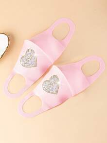 2件組 女款優雅浪漫愛心 LOVE 字母裝飾時尚面罩，適合日常、情人節禮物、戶外、舞會派對配件 - 彩色 - 查看 4