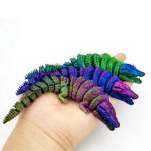 Figura de cocodrilo con degradado de tema zoológico, escultura de reptil totalmente flexible, juguete de alivio de estrés del tamaño de la palma, decoración multi-escena para escritorio, coche y estantería, regalo de cumpleaños de nicho para adultos y estudiantes, regalo de broma, regalo de Navidad (rayas de color aleatorio) - Multicolor - Ver 6