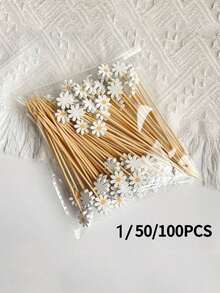 White Daisy Decorative Picks, Suitable For Fruit, Dessert, Snack And Cocktail Decoration, Ideal For Home Daily Use (Hygienic Tableware) And Party (Dessert Table, Cocktail Party) - Multicolor - View 2