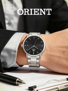 Orient Men's Classic Automatic Mechanical Watch, Black Dial, Stainless Steel Bracelet, 100m Water Resistant, Transparent Case Back, RA-AC0E01B10B - Silver - View 4