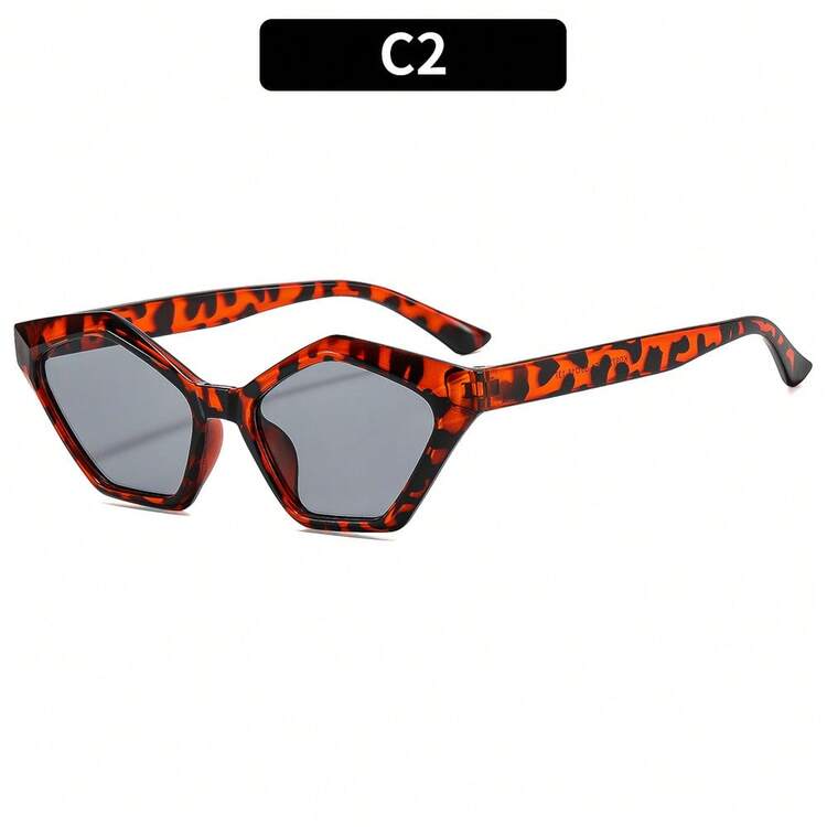 Unique Irregular Cat-Eye Versatile Retro  Minimalist Black Frame Polygonal Cat-Eye  High-End Niche Versatile - C2 - 豹紋鏡框,淺灰色鏡片 - 查看 12