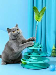 四层旋转球互动猫爬架玩具，球的颜色随机，适合幼猫和成猫，益智玩具，可缓解无聊和焦虑，易于组装：猫爬架可完全拆卸，方便收纳和清洁。 - 查看 8