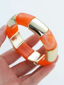 3/1pc Vintage Minimalist Casual Style Women's Round Acrylic And CCB Material Multicolor Ring Bracelet Set, Suitable For Women's Daily Wear, Stackable, Perfect Choice For Holiday Gift - Multicolor - View 10