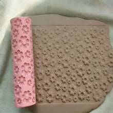 Popular Flowers Pattern Clay Relief Texture Roller – DIY Pottery Craft Rolling Pin Tool For Polymer Clay, Ceramic Art, Fondant, Cookie Dough – Made Of PLA 3D Blossoms & Petals – Deep Impression, Easy Clean – Ideal For Floral Tiles - Popular Floral Pink - View 3