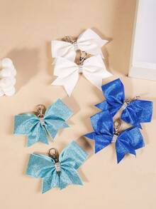 6pcs New Fashion Shiny Leather Bow Keychain Pendant Personalized Rhinestone Best Friend Bag Charm Gift Hair Styling Tool Kit - Multicolor - View 3