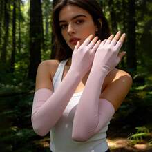 1 Pair Ice Silk Four-Finger Sun Protection Arm Sleeves, Women's Summer Breathable Cooling Sleeves For Outdoor Cycling - Multicolor - View 4