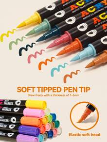 24-240 Colors Dual Tip Acrylic Marker Set, Durable And Fade-Resistant, Ideal For Artists Painting, Illustration, Craft Arts, Back To School Coloring Books And Other DIY Projects. Suitable For Paper, Fabric, Wood, Stone, Plastic, Glass, Ceramic, Pumpkin And Other Materials. Suitable For Students And Adults, Also An Ideal Gift For Thanksgiving, Halloween, Christmas. - Double-ended acrylic pen - View 11