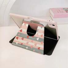 1 pieza Funda protectora para tableta con patrón de rayas mate y corazones, rotación de 360°, soporte magnético multiángulo, con función de suspensión/activación automática, compatible con iPad PRO/AIR, Pad 5/6/7, Pad, Matepad, Pad, Honor Pad, Pad - Multicolor - Ver 5