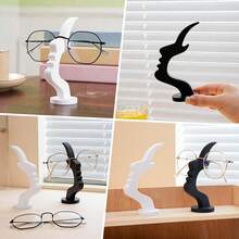 Creative Human Face Shaped Eyewear Stand, Desktop Glasses Holder, Side Profile Design, Fun Simple Glasses Rack, Decorative Storage Stand - Multicolor - View 7