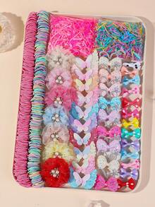 818pcs Girls Multi-Color Pearl Flower Bow Hair Clips Cute Princess Hair Ties Flower Hair Bands High Elasticity Durable Non-Damaging Hair Ropes Rhinestone Butterfly Hair Clips Suitable For Daily Use,Claw Clips - Multicolor - View 4
