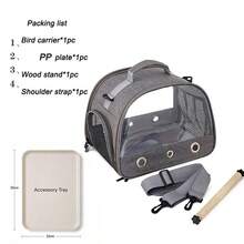 1-Set Foldable Transparent Bird Carrier With Perch And Removable Tray, Breathable Parrot Travel Cage With Panoramic Window And Top Handle For Cockatiels, Conures, Budgies, Pigeons And Small Pets, Outdoor Walks, Vet Visits And Short Trips - View 9