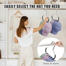 1pc/2pcs Hat Storage Rack, Hanging Closet Hat Organizer, Space-Saving Multifunctional Baseball Cap Display Rack, Behind Door Closet Storage Rack, Wardrobe Organizer, Home Decor Closet Accessory, Bedroom Dorm Essential - View 6