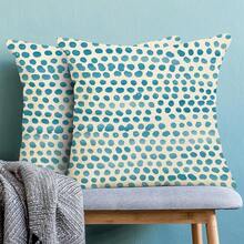 Teal Pillow Covers 22x22 Inch Set Of 2 Aqua Polka Dot Outdoor Decor Throw Pillows For Couch Modern Boho Design Watercolor Aesthetic Decorative Cushion Cases For Home Sofa Bed Decorations - 青色波點圖案 22吋 x 22吋(2個裝) - 查看 3