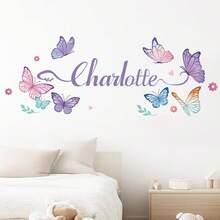 Custom Butterfly Name Wall Decal, Personalized Bedroom Wall Sticker, Elegant Butterfly Room Decor, Removable Vinyl Name Decoration (Sticker Only), Nursery - Multicolor - View 6