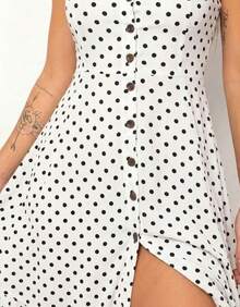 Swisz Women's Long Loose Viscose Polka Dot Dress With Straps - 彩色 - 查看 3