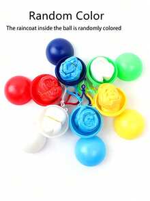 3/2/1pc Random Color Disposable Raincoat Keychain, Portable Emergency Raincoat, Suitable For Hiking And Camping, Unisex Plastic Rain Gear, Compressed Thickened Waterproof Spherical Raincoat, Convenient For Outdoor Travel, Sports, Fishing - Multicolored. - View 4