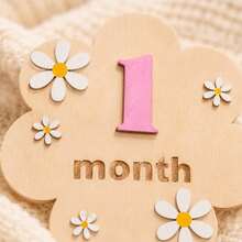1-12 Months Wooden Flower Monthly Milestone Cards Baby Growth Record Photo Atmosphere Props ,Newborn Memorial Photo Prop, Double-Sided Mileage - Calendar Poster - View 5