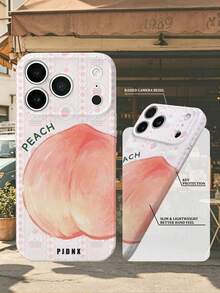 PJDNX 1pc Pink Watercolor Peach Print Phone Case, With Small Flowers And Cupcake Pattern, Stripes, Fruit Style, Bear, Glossy Film Hard Shell, Precise Lens And Earpiece Cutouts, Full Coverage, Ultra-Lightweight Bare-Hand Feel, Phone 17 Pro Max Phone Case, Compatible With Phone 16 Pro Max, 15 Pro Max, 14 Pro Max High-End Fashion Fun Phone - Watermelon Pink - View 3