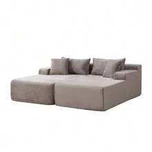 Modular Compression Sofa In Chenille Fabric, Filled With 30D High-Resilience Foam. Easy To Move And Featuring A Non-Slip Base, It Is Ideal For Living Rooms And Other Spaces. Beige - 灰色 - 查看 8