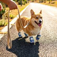 1Pair Cachorro Feliz Puppy Keep Dog Shoes, New Button Design Thin Breathable Mesh Booties, Soft Sole Non-Slip Anti-Drop Footwear For Small Dogs Teddy Pomeranian Bichon Frise, Spring Summer Indoor Outdoor Daily Walking - 藍色 - 查看 9