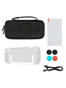Compatible With Switch 2, Storage Bag, Data Cable, Protective Case, Controller Joystick Caps, Tempered Glass Screen Protector Set, Can Store Game Console And Accessories, Equipped With Game Card Slots. Anti-Drop, Anti-Shock, Anti-Scratch, Waterproof, Practical Game Accessories - View 2