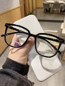 3 Pairs/1 Pair Women's Large Frame Plastic Square Rivet Casual Street Style Fashion Non-Prescription Glasses, Suitable For Dating, Library, Writing, Reading And Other Occasions (Glasses Case Not Included) - Transparent - View 13
