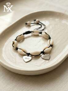 1 buah Gelang Kaki Hati Cangkang Minimalis Stainless Steel Bergaya, Dapat Diukir dengan Banyak Nama, Perhiasan Pasangan Wanita, Klasik Abadi, Sederhana dan Elegan, Desain Unik, Aksesori Harian Multifungsi, Hadiah Liburan - Perak - View 4