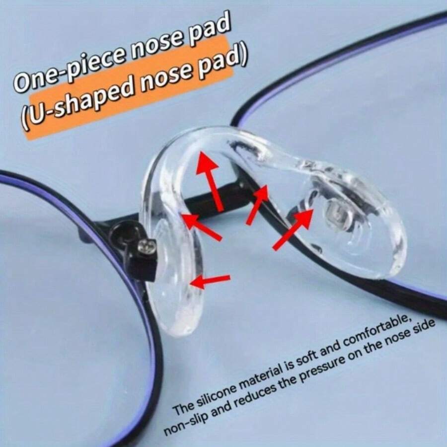 5pcs U-Shaped Silicone One-Piece Eyeglass Nose Pads Set[Includes Storage Box, Screwdriver + Screws]: Comfortable, Reduces Marks, Soft, Non-Slip - Fits Most Eyeglasses