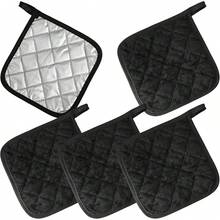 Juego de 5 soportes para ollas de algodón rojo, resistentes al calor, para cocina, lavables aáquina, para cocinar y hornear con trabillas para colgar - Negro - Ver 2
